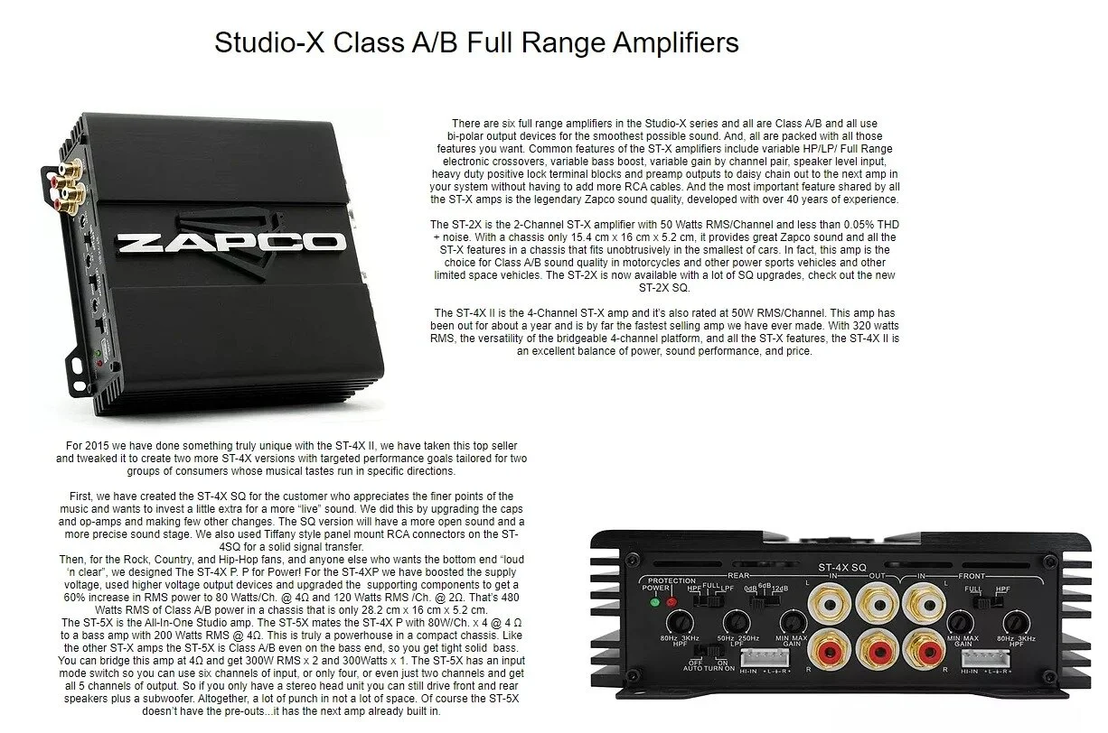 Zapco ST-2X SQ Amplifier